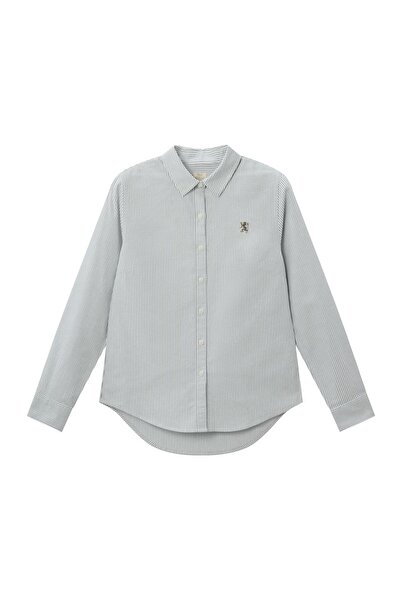 Giordano Women’s Slim Fit Cotton Oxford Shirt | Acute Collar with Embroidery