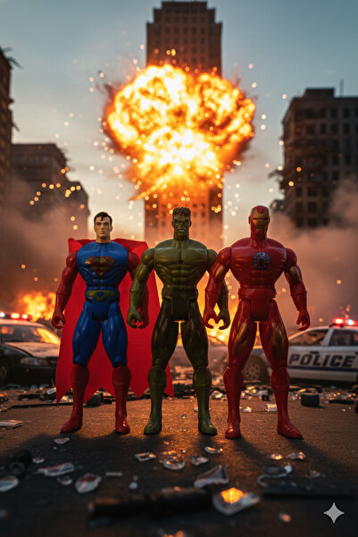 Lunitoys Süper Kahramanlar Superman - Hulk - Örümcek Adam Oyuncak Figürleri