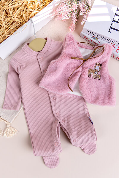 Babymod Plush Vest Set Cotton Double Baby Girl Romper Set