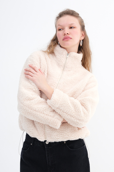 Addax Zippered Plush Coat H11714