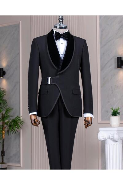 TerziAdemAltun İtalyan stil slim fit şal yaka ceket yelek pantolon damatlık s...