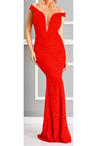 ATMOSPHRE Long red lace mermaid dress