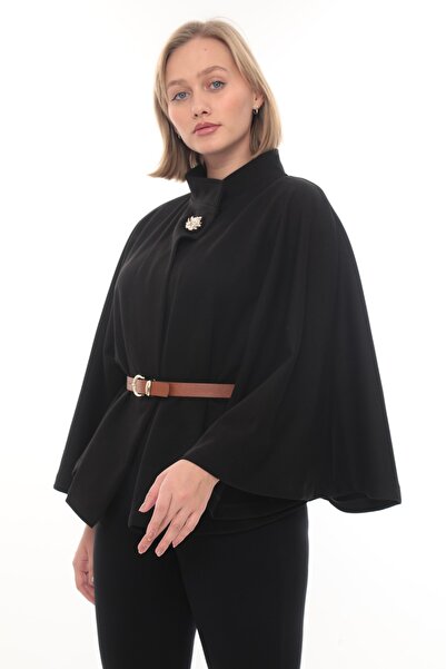 zitex Women's Belted Double Face Fabric Poncho