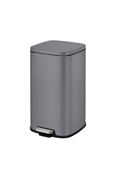 FACKELMANN LONDON trash can, matt grey, with pedal, for kitchen, office or bathroom, 6 L