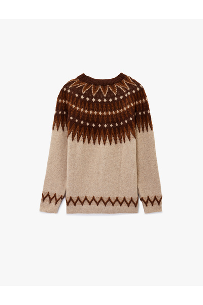 Koton Crew Neck Long Sleeve Patterned Knitwear Sweater