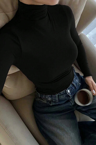 Tarz Cool Women's Black Full-Throated Fit Long Sleeve T-Shirt