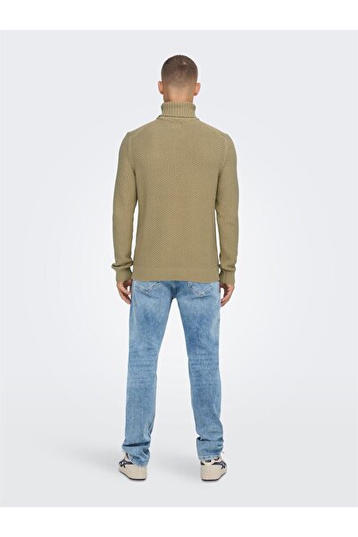 Only & Sons Onstuck 7 Roll Neck Knit Men's Beige Sweater - 22022595