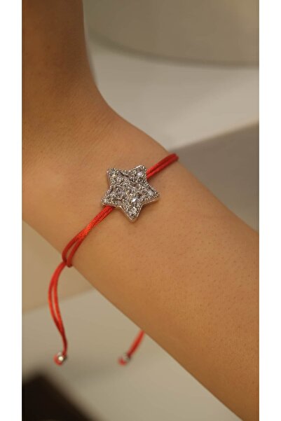 Jerie Zirkon Taş Kırmızı Ayarlanabilir İp Bileklik