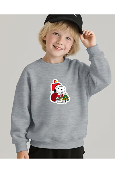 haha Çocuklar için Yılbaşı Temalı Baskılı Uzun Kollu T-shirt