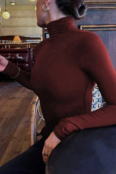 Tarz Cool Women's Burgundy Full Throated Fit Long Sleeve T-Shirt