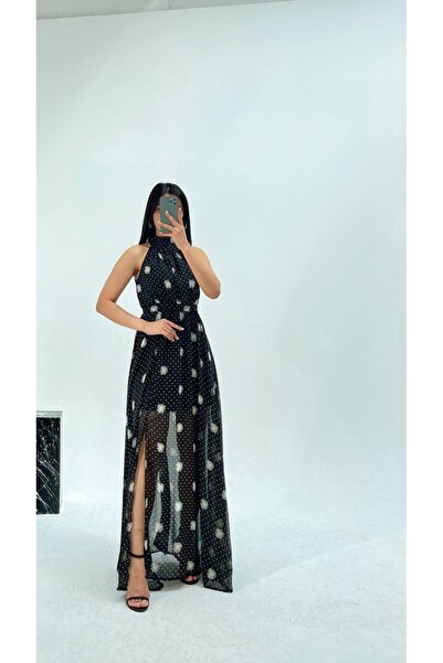 MY GRS BÜYÜK GÜLLÜ ŞİFON ELBİSE