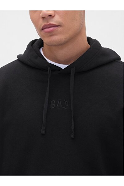 GAP Men's Black Relaxed Mini-Logo Sweatshirt