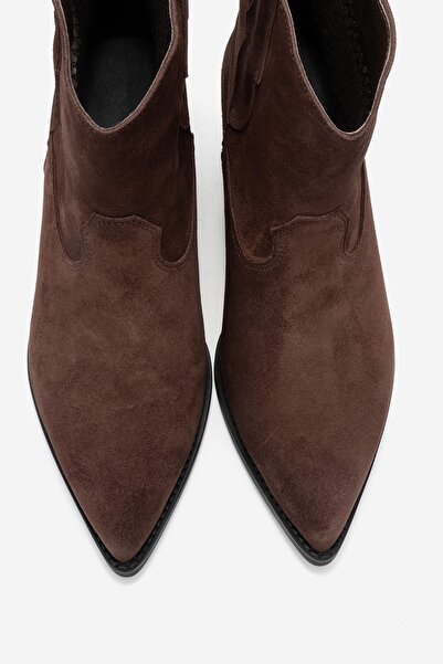 LuviShoes Γυναικείες μπότες Western ELIA από γνήσιο δέρμα καφέ σουέντ