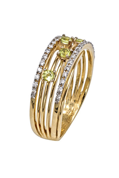 Gold 14K Gold Ring with Diamonds and Sapphires