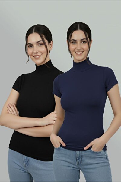 nacar çarşı Жіночий 2-комплектний еластичний напіврибальський короткий рукав ...