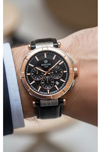 Hislon Siyah Deri Kordon Erkek Kol Saati DT202T-04BR
