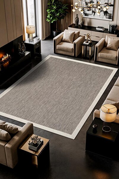 Karmen Halı Zeen ZE002G Gri Kolay Temizlenebilir Makinede Yıkanabilir Bordürl...