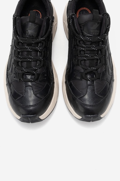 LuviShoes Letty Black Print Scuba Women's Sneakers