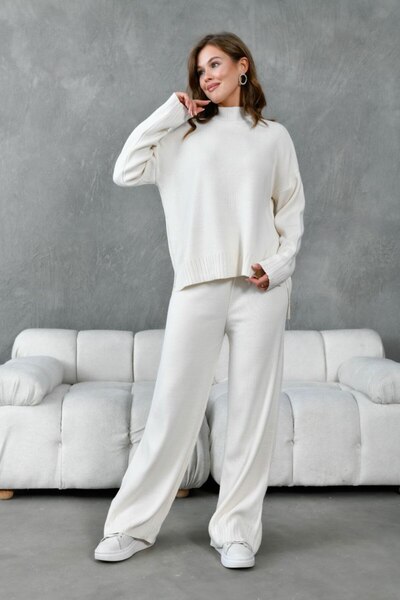Noi Belis Basic Oversized Sweater Pants Knitwear Bottom-Top Set Aw25Au0040