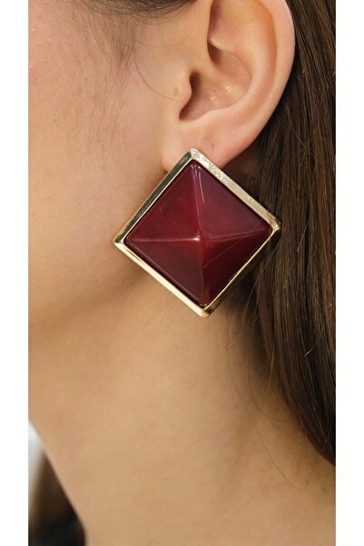 Jerie أقراط عتيقة ذات شكل مربع وتفاصيل ذهبية