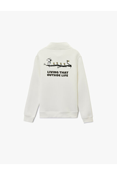 Koton Long Sleeve Half Zip Licensed Snoopy Printed Sweatshirt