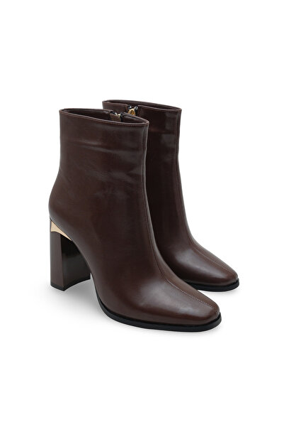 Women Lay-z Γυναικείες χειμερινές μπότες με τετράγωνο δάχτυλο με τακούνι 9,5 εκ. από λουστρίνι – Μοντέρνο σχέδιο με χρυσή λεπτομέρεια