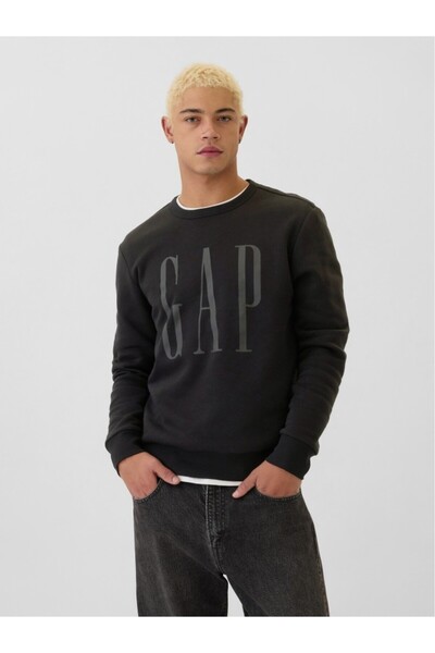 GAP Men's Black Logo Fleece Sweatshirt