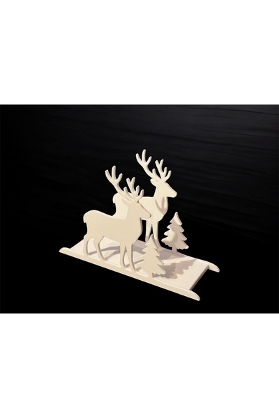 lysiaaccessory Christmas Themed Decorative Napkin Holder with Deer and Pine Tree – Desktop New Year Ornament Accessory