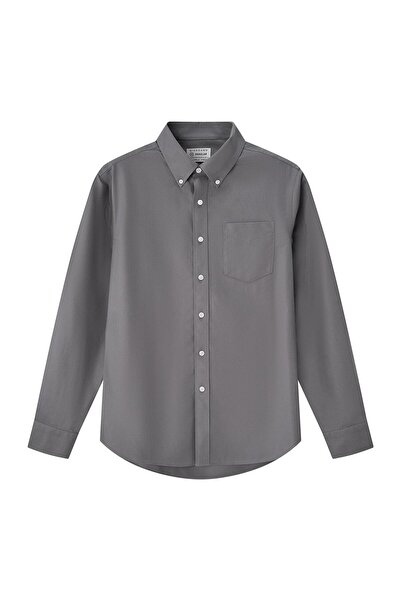 Giordano قميص أكسفورد رجالي بأكمام طويلة من القطن المقاوم للتجاعيد