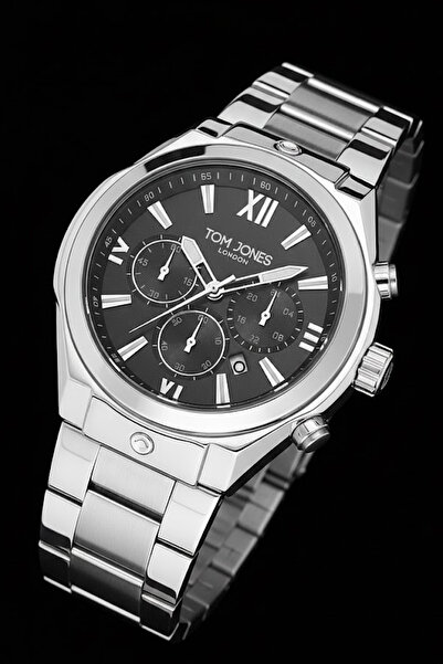 Tom Jones Erkek kol saati orjinal gümüş renk çelik 3atm su gecirmez 2 yıl gar...