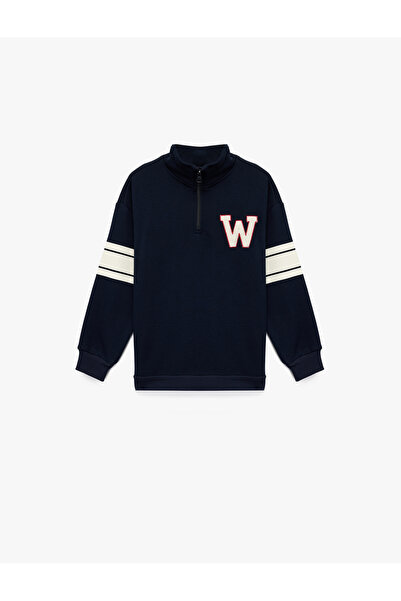 Koton Дългоръкавна блуза с половин цип, изправяща се яка и шалов яка