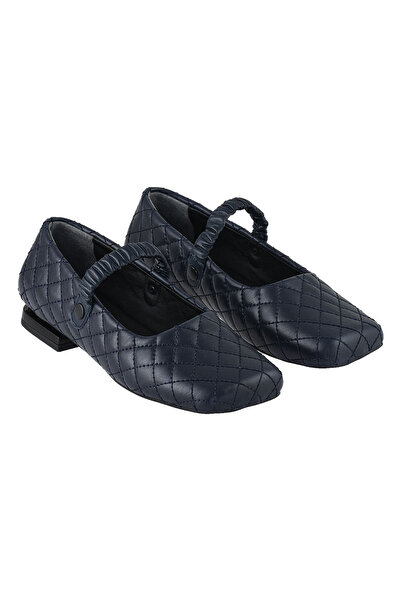 Foldy Navy Blue Quilted Women's Casual Ballet Flats