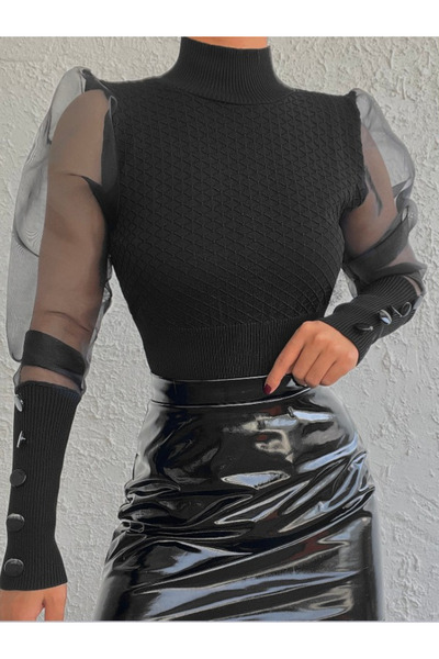 Sea Style Pulover transparent cu mâneci și guler pe gât