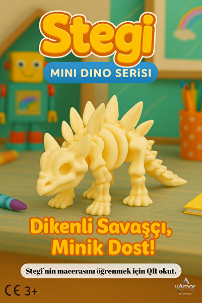 uAmor سلسلة ميني دينو – شخصية ستغي التعليمية (ديكور ثلاثي الأبعاد ومحفز للخيال)