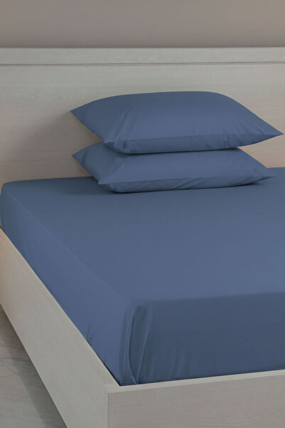 FAVORA 100% Cotton Ranforce Premium Double Bed Sheet Set - Indigo
