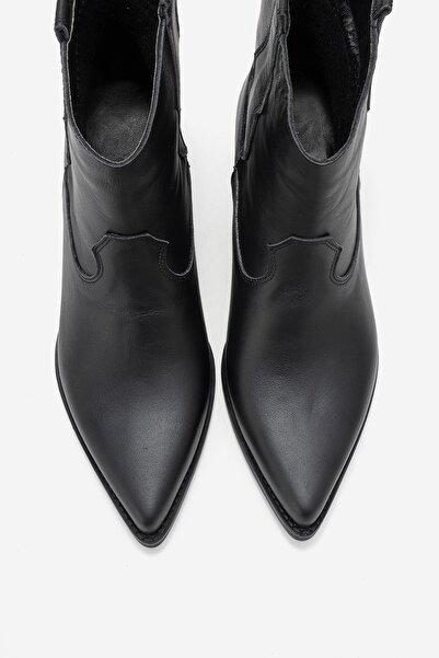 LuviShoes Γυναικείες μπότες Western ELIA από γνήσιο δέρμα σε μαύρο χρώμα