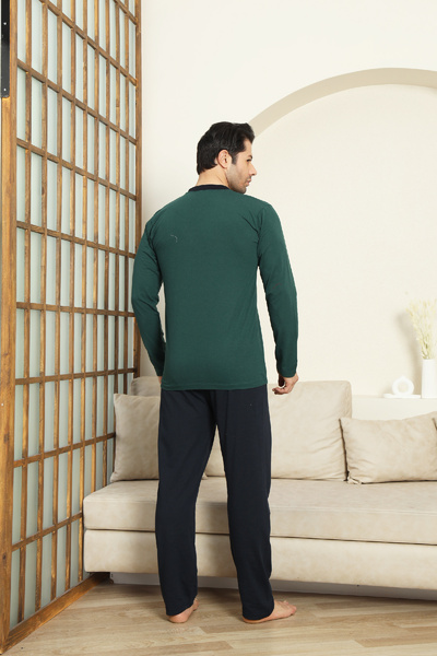 Enisena Men's 100% Cotton Pajama Set-3 Buttons-12440