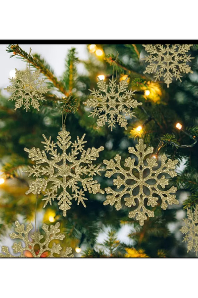 Çemrek Süs Parti زينة شجرة عيد الميلاد على شكل ندفة ثلج 10 سم، عبوة من 12 قطعة