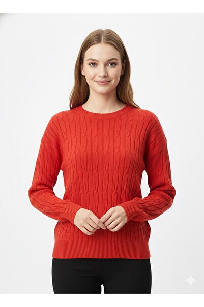 ModaPlaza Women's Hair Braid Patterned Knitwear Sweater 5354