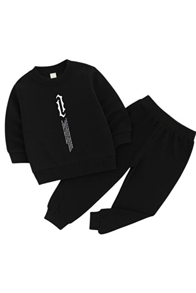 BENROMA DİKEY YAZI BASKILI 3 İPLİK ÇOCUK EŞOFMAN TAKIMI