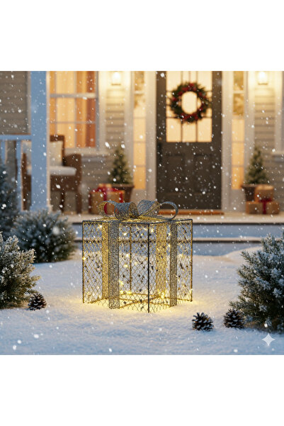 DODOMAR زينة معدنية لتغليف هدايا عيد الميلاد مقاس 15 × 15 سم - زينة فاخرة لشج...