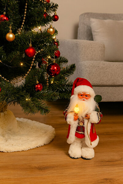 Genel Markalar 30 cm Lambalı Yeşil Ekoseli Hareketli ve Sesli Noel Baba – Işı...