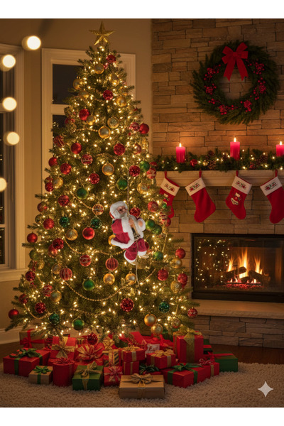 DODOMAR Zincire Tırmanan Müzikli Noel Baba – Hareketli Özel Tasarım Yılbaşı Figürü, Dekoratif Tırmanan Model