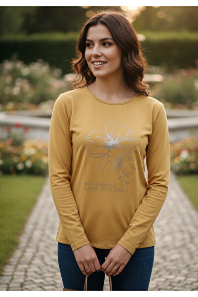 Barato Μπλούζα Premium από βαμβακερό ύφασμα σε κίτρινο χρώμα μεγάλου μεγέθους