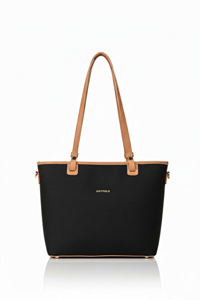 Just Polo Large Size Original Black Camel Color Women's Shoulder Bag Ad6049