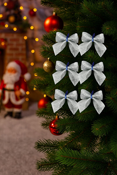 DODOMAR Arc de Eva cu sclipici argintiu de 7 cm – Set de 6 mini pom de Crăciu...