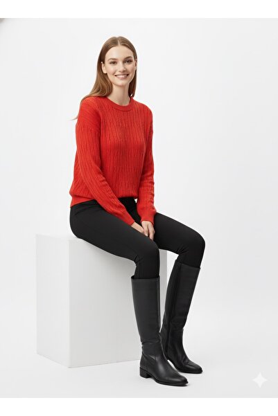 ModaPlaza Women's Hair Braid Patterned Knitwear Sweater 5354