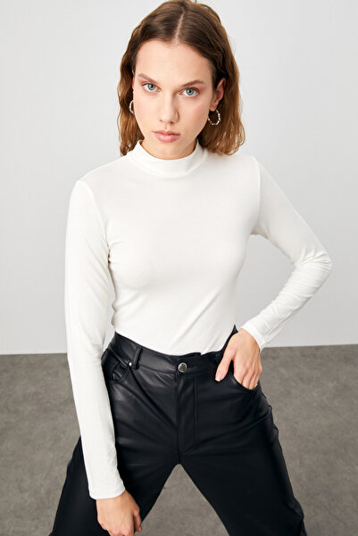 Bipantolon Women's White Cream Anthracite 3-Piece Half Turtleneck Basic Bodysuit