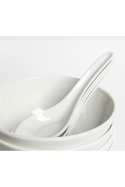 cc bin shihon Soup and noodle bowl set, soup bowl with spoons, 12-piece set for 6 people, melamine, break and crack resistant