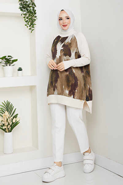 Pamuk Butik Women's Half Turtleneck Side Zipper Silk Cupra Mercerized Tunic